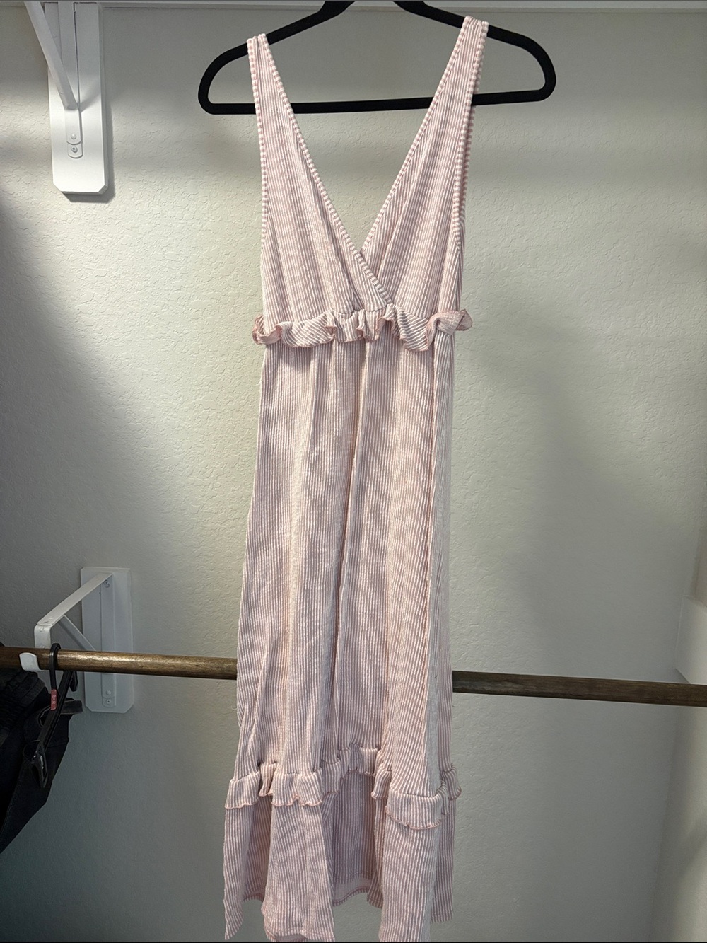 Pink Ruffled V-Neck Women's Sleep Dress